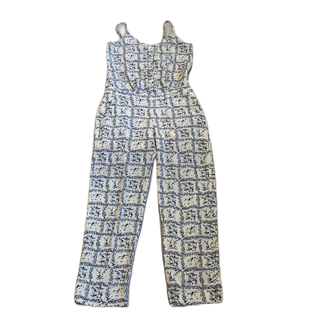 Other Stories  Blue Floral Birds of Paradise Jumpsuit Size 4